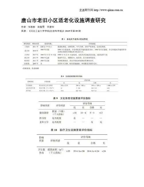 唐山市老旧小区适老化设施调查研究