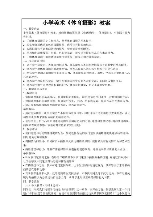 小学美术《体育摄影》教案