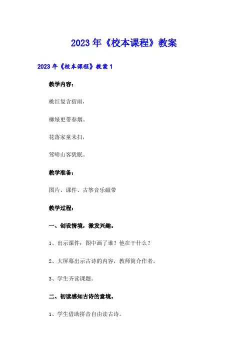 2023年《校本课程》教案