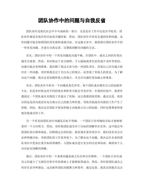 团队协作中的问题与自我反省