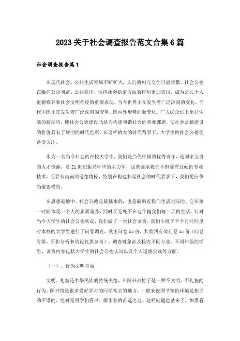 2023关于社会调查报告范文合集6篇