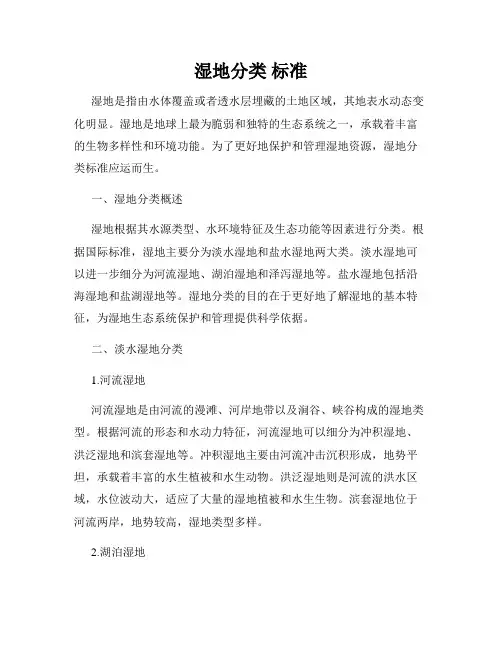 湿地分类 标准