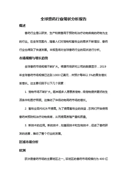 全球兽药行业现状分析报告