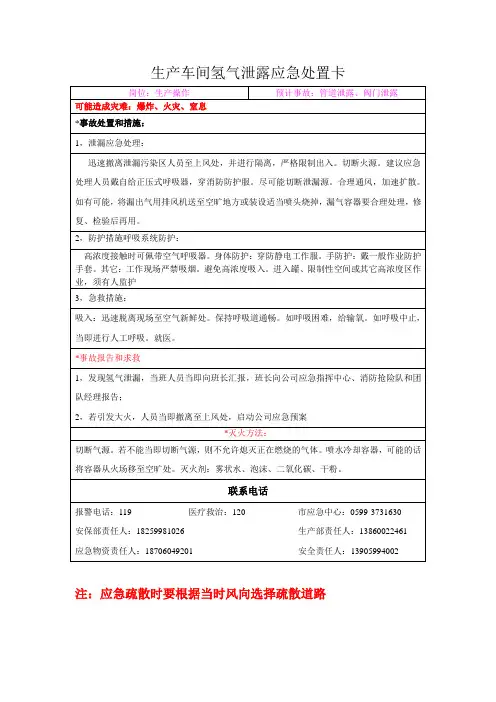 安全生产应急处置卡模板(0003)