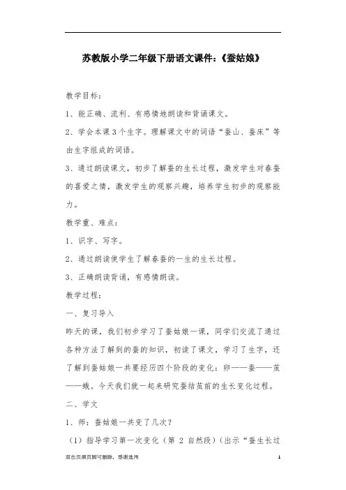 苏教版小学二年级下册语文课件：《蚕姑娘》