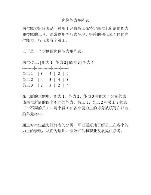 岗位能力矩阵表