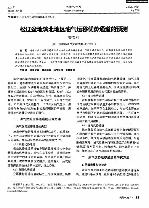 松辽盆地滨北地区油气运移优势通道的预测