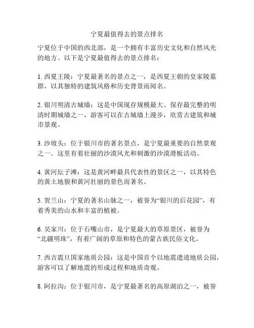 宁夏最值得去的景点排名