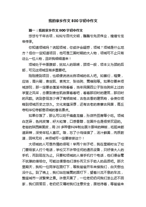 我的家乡作文800字初中作文