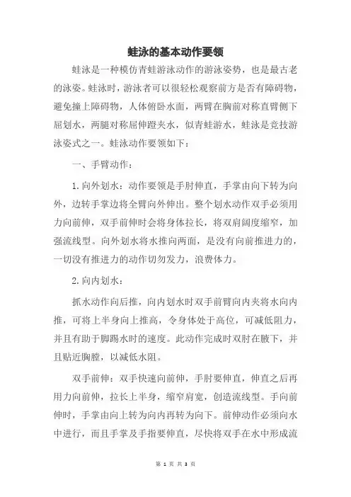 蛙泳的基本动作要领