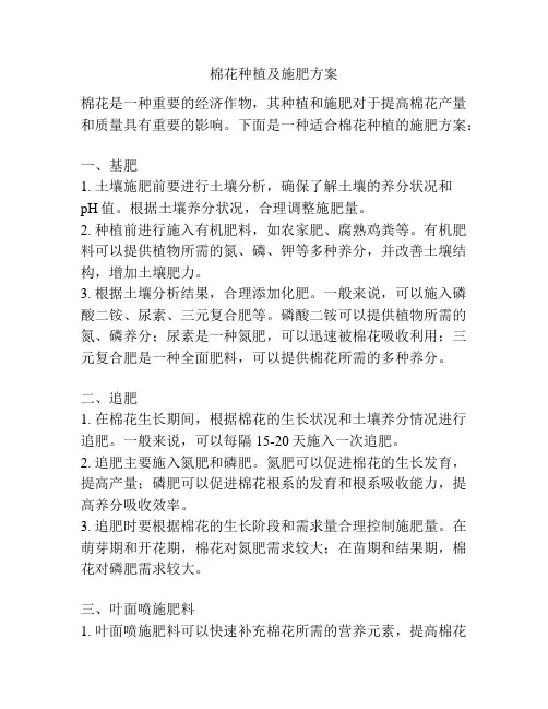 棉花种植及施肥方案