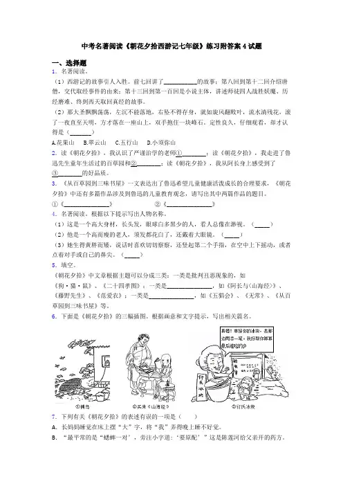 中考名著阅读《朝花夕拾西游记七年级》练习附答案4试题