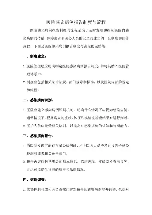 医院感染病例报告制度与流程