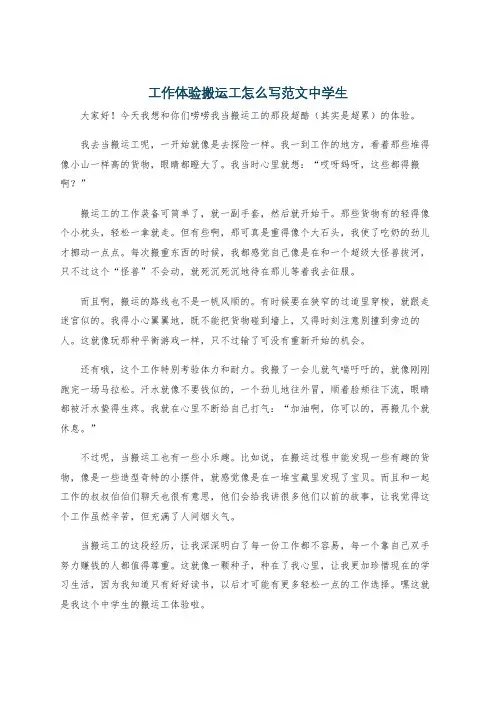 工作体验搬运工怎么写范文中学生