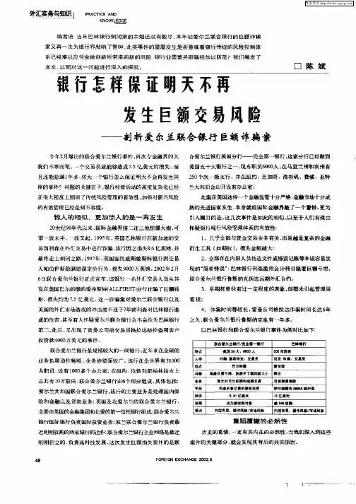 银行怎样保证明天不再发生巨额交易风险——剖析爱尔兰联合银行巨额诈骗案