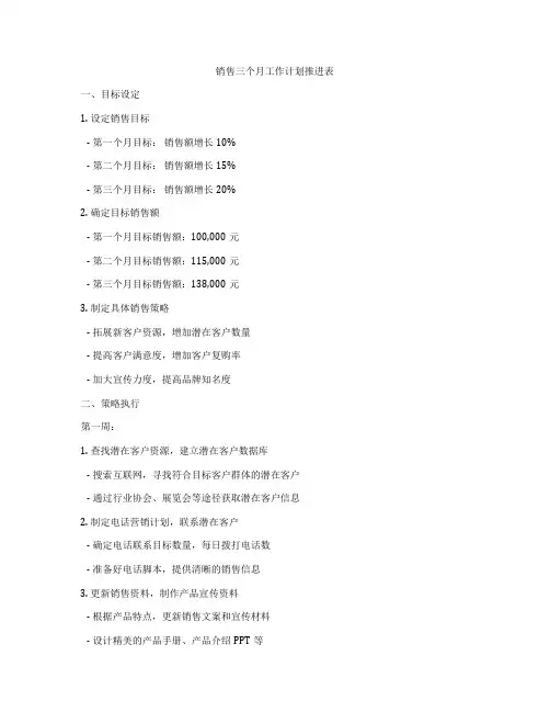 销售三个月工作计划推进表
