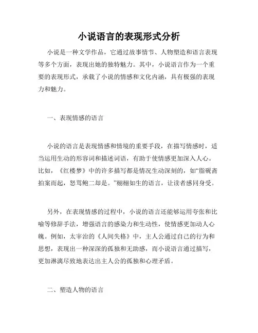 小说语言的表现形式分析