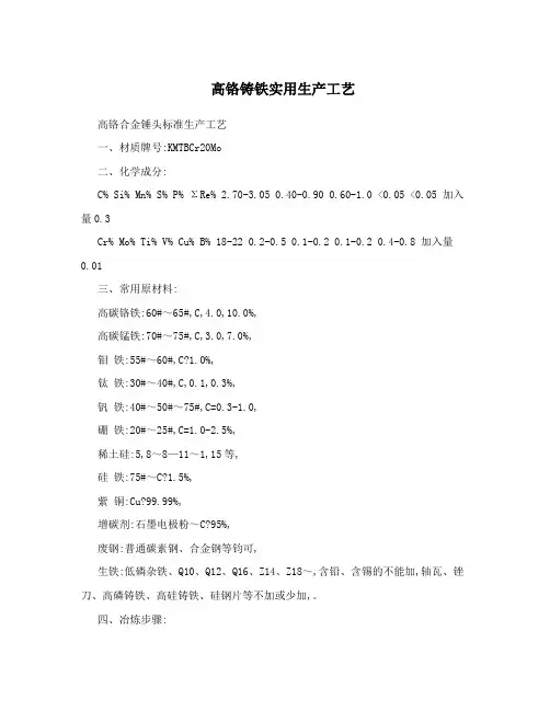 高铬铸铁实用生产工艺