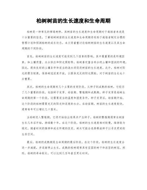 柏树树苗的生长速度和生命周期