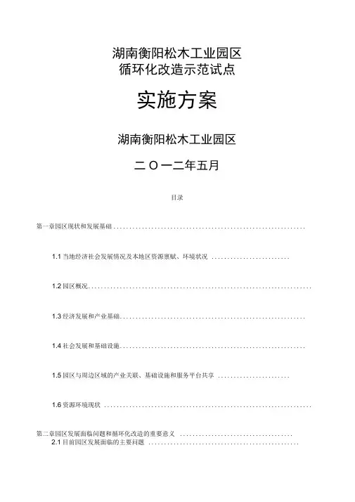 湖南衡阳松木工业园区循环化改造示范试点实施方案