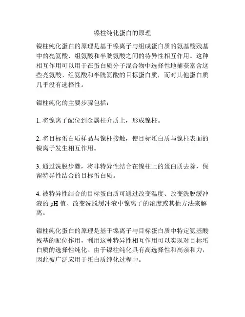 镍柱纯化蛋白的原理