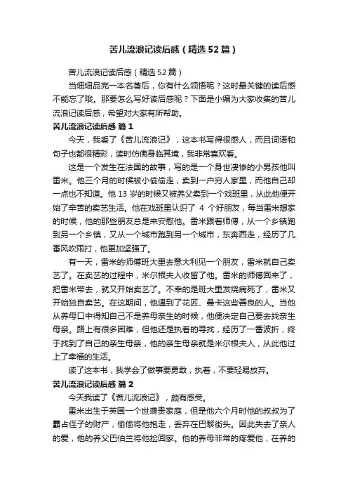 苦儿流浪记读后感（精选52篇）