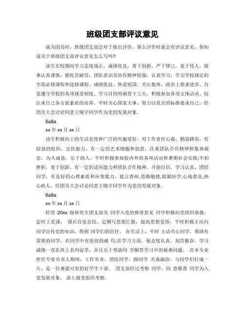 班级团支部评议意见