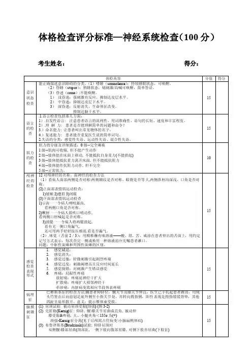 [新版]神经系统体格检查评分表