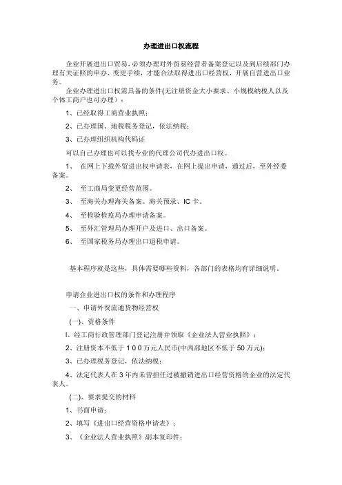 办理进出口权流程