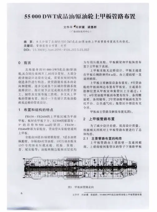 55000DWT成品油／原油轮上甲板管路布置