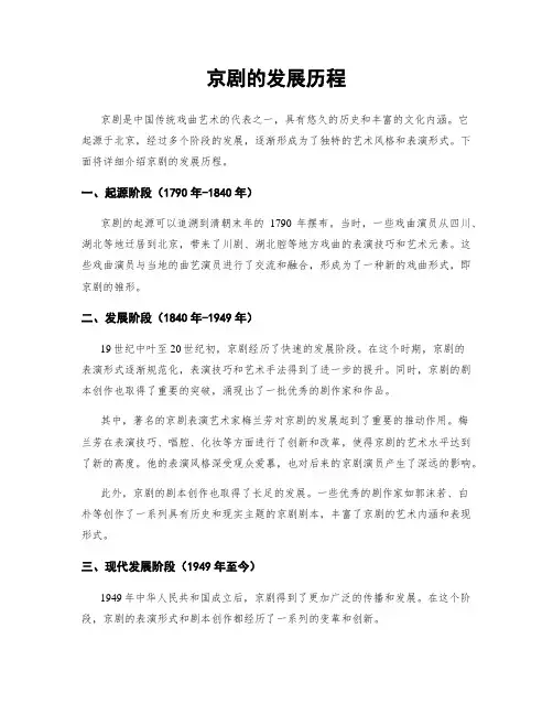 京剧的发展历程