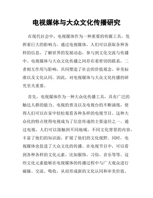 电视媒体与大众文化传播研究