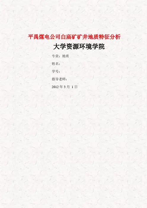 平禹煤电公司白庙矿矿井地质特征分析-地质专业毕业论文经典