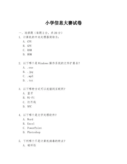 小学信息大赛试卷