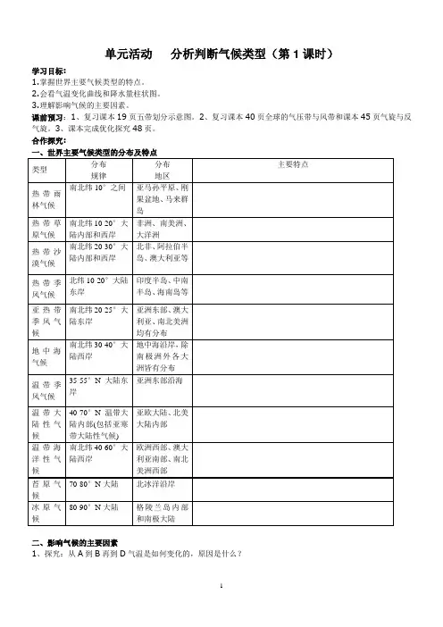 气候类型的判读学案