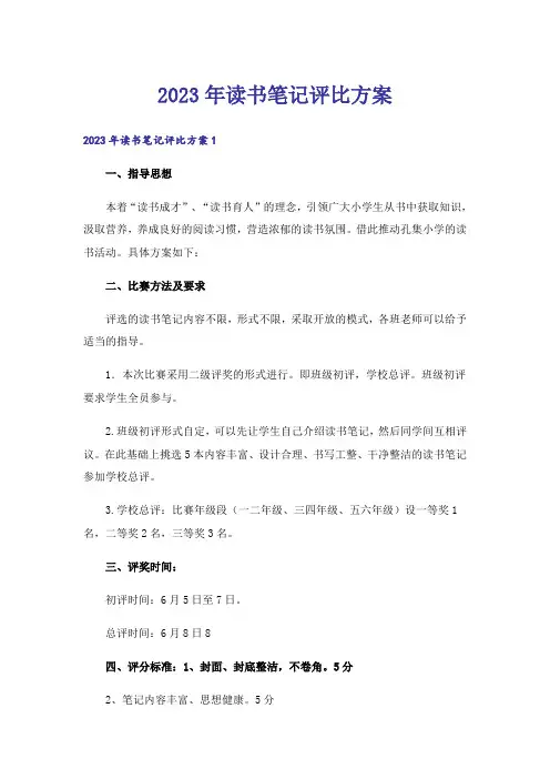 2023年读书笔记评比方案_1