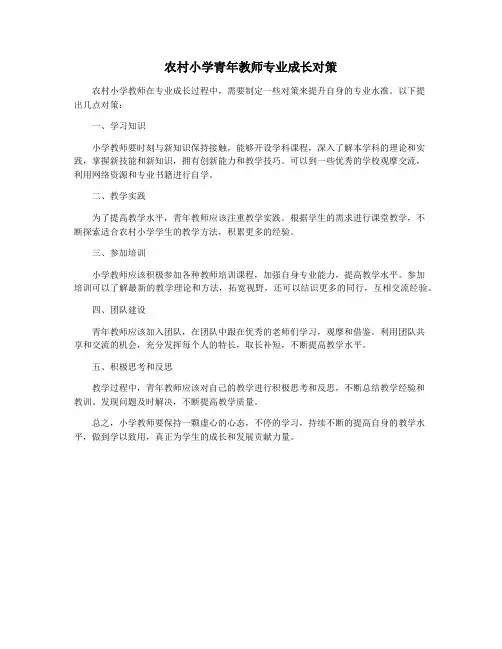 农村小学青年教师专业成长对策