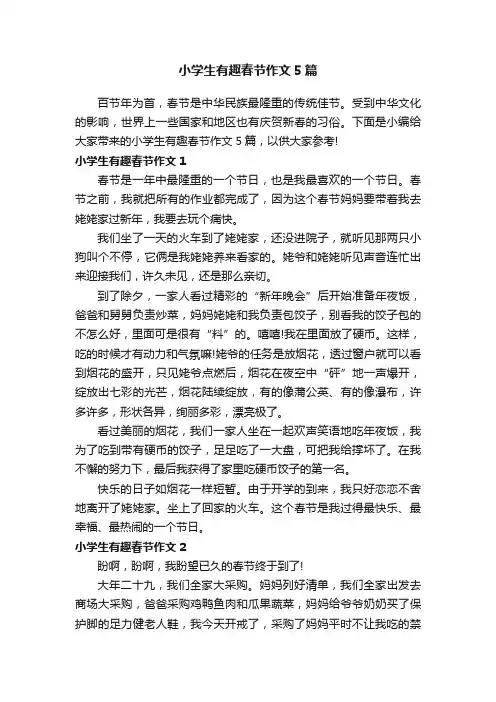 小学生有趣春节作文5篇