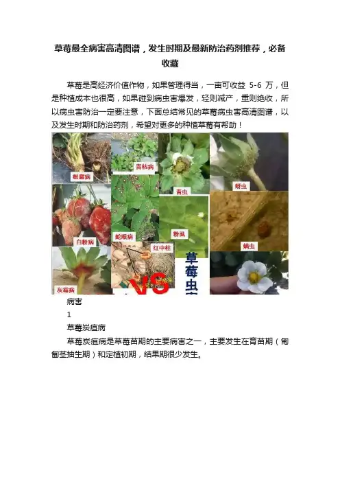 草莓最全病害高清图谱，发生时期及最新防治药剂推荐，必备收藏