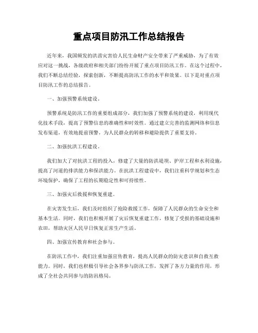 重点项目防汛工作总结报告