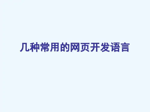 几种网页开发语言介绍