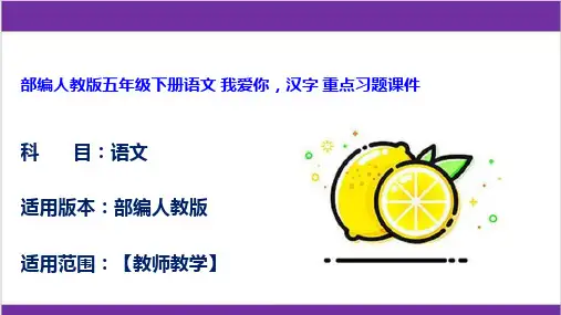 部编人教版五年级下册语文 我爱你,汉字 重点习题课件