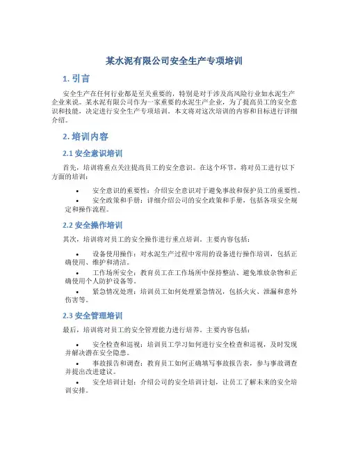 某水泥有限公司安全生产专项培训