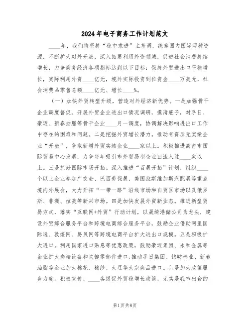 2024年电子商务工作计划范文（三篇）