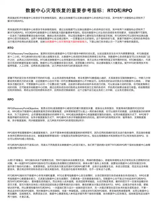 数据中心灾难恢复的重要参考指标：RTO和RPO