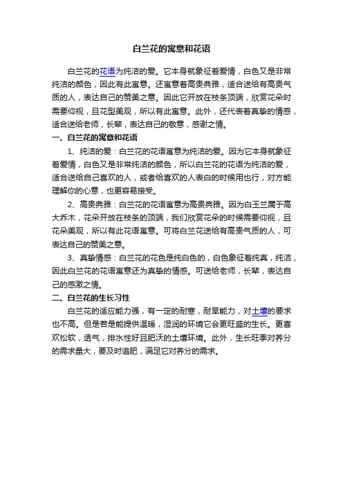 白兰花的寓意和花语