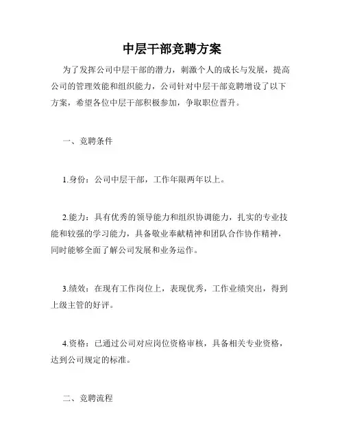 中层干部竞聘方案
