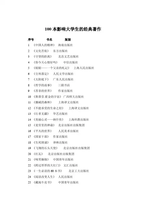100本影响大学生的经典著作