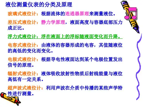 液位测量仪表的分类及原理