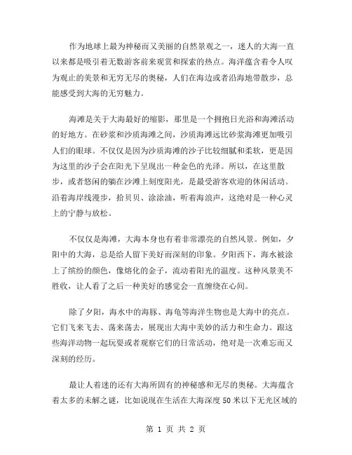 迷人的大海作文范文